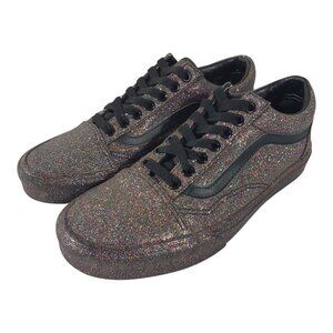 Vans Old Skool Black Rainbow Glitter Low-Top Skate Sneakers Good Cond - 8 Women